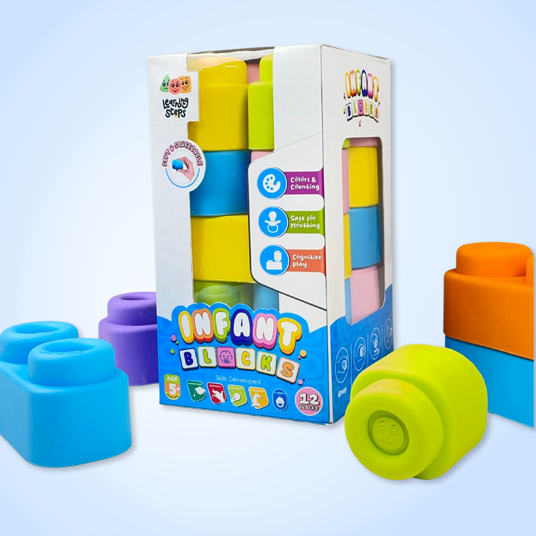 Soft Baby Blocks 12 Piece non-toxic stacking toy 6+ Months