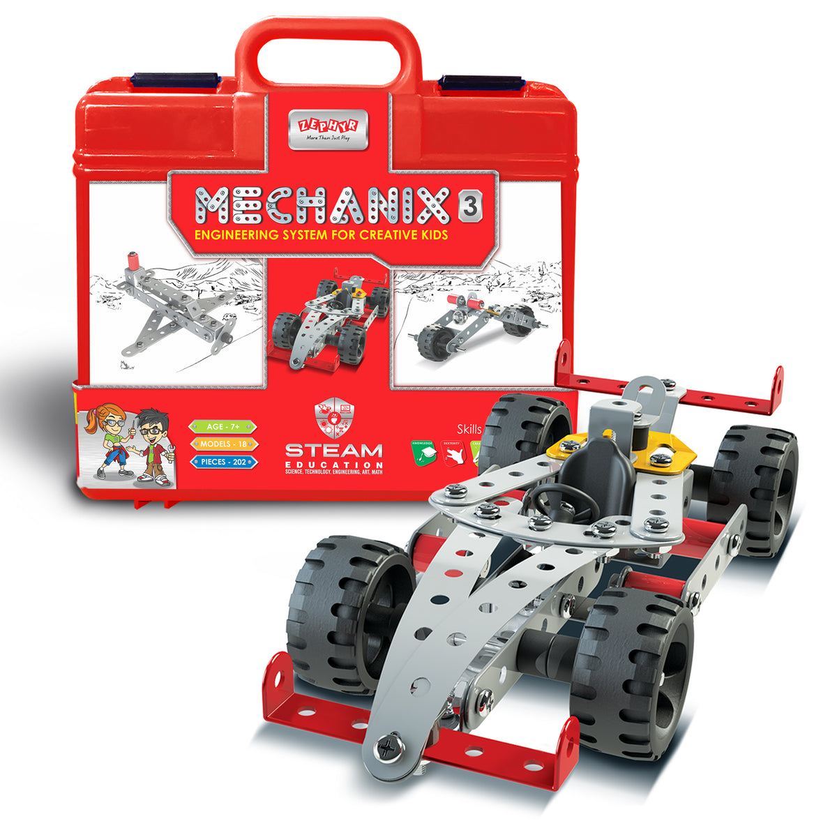 Mechanix 3 Smart Bag Original Edition 18-in-1 Metal Construction Set for Ages 7+ Years