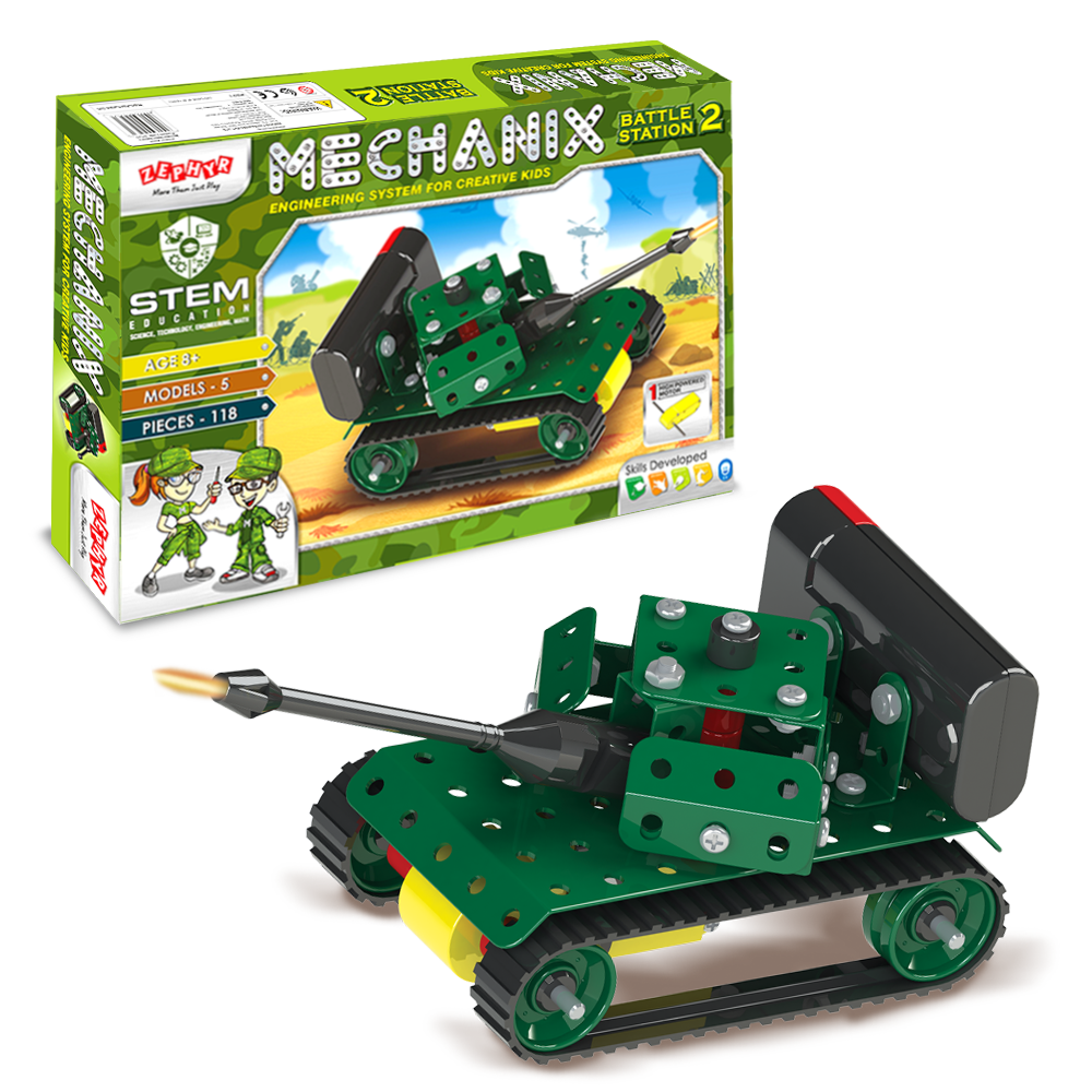Mechanix Battle Station 2 Motorised 5-in-1 Battle Tank Construction Set for Kids Ages 8+ Years