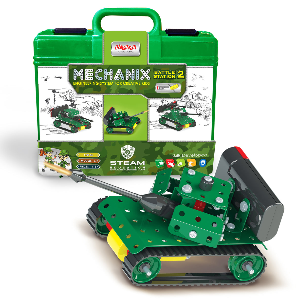 Mechanix Battle Station 2 Smart Bag 5-in-1 Battle Tank Construction Set Ages 8+ Years