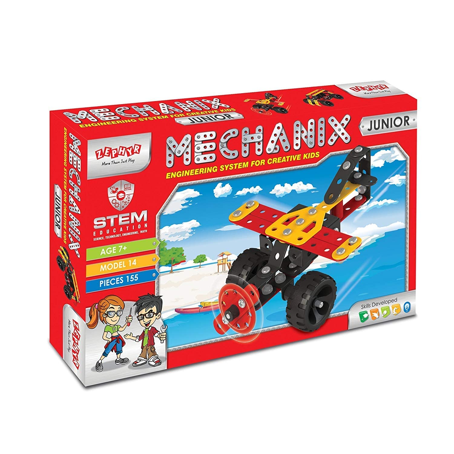Mechanix Junior New Age Edition 14-in-1 Beginner Metal Construction Set for Ages 7+ Years