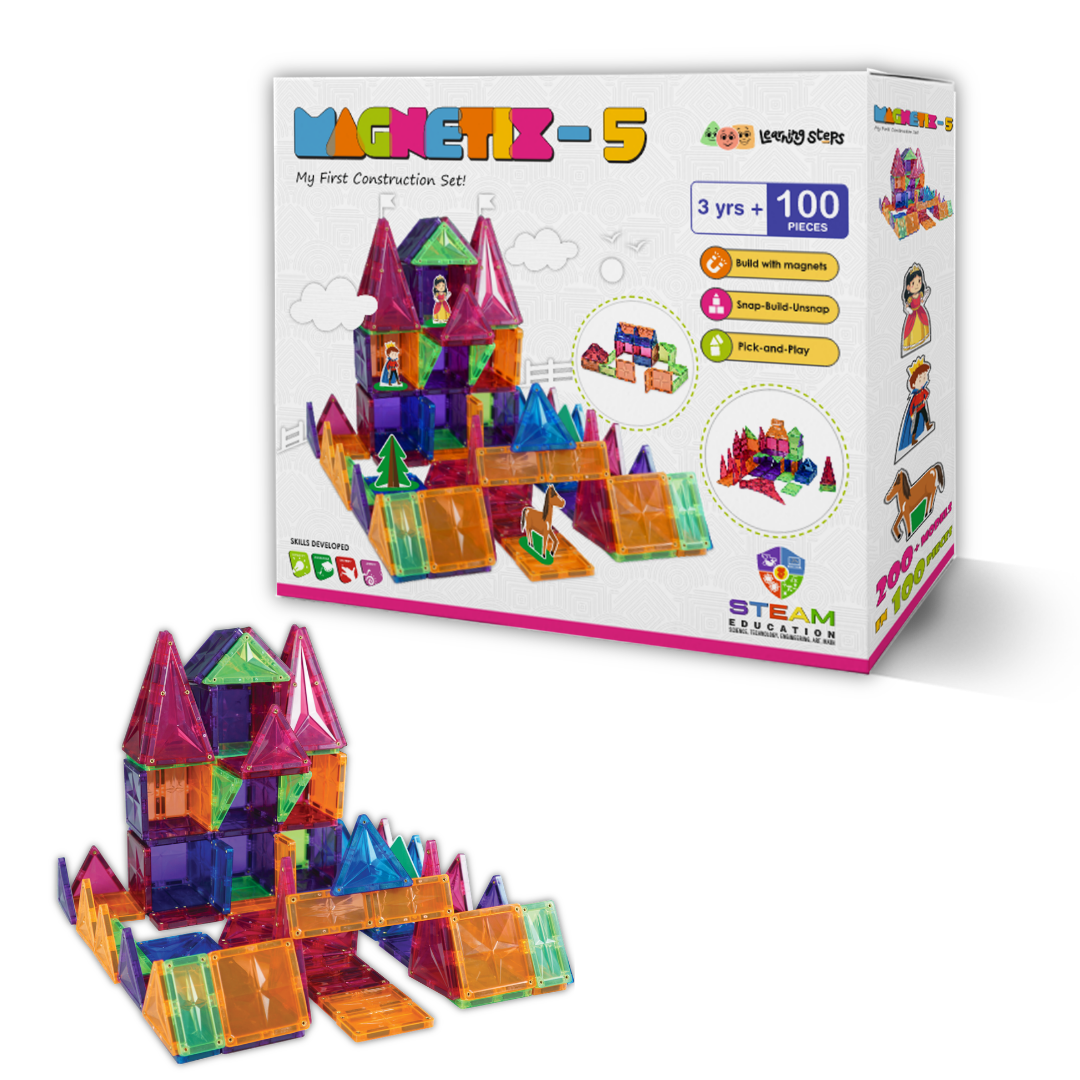Magnetix 5 Magnetic Tiles Construction Set for Kids 8+ Years