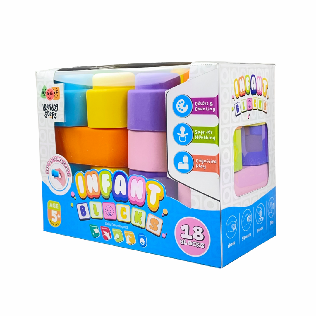 Soft Baby Blocks 18 Piece non-toxic stacking toy 6+ Months