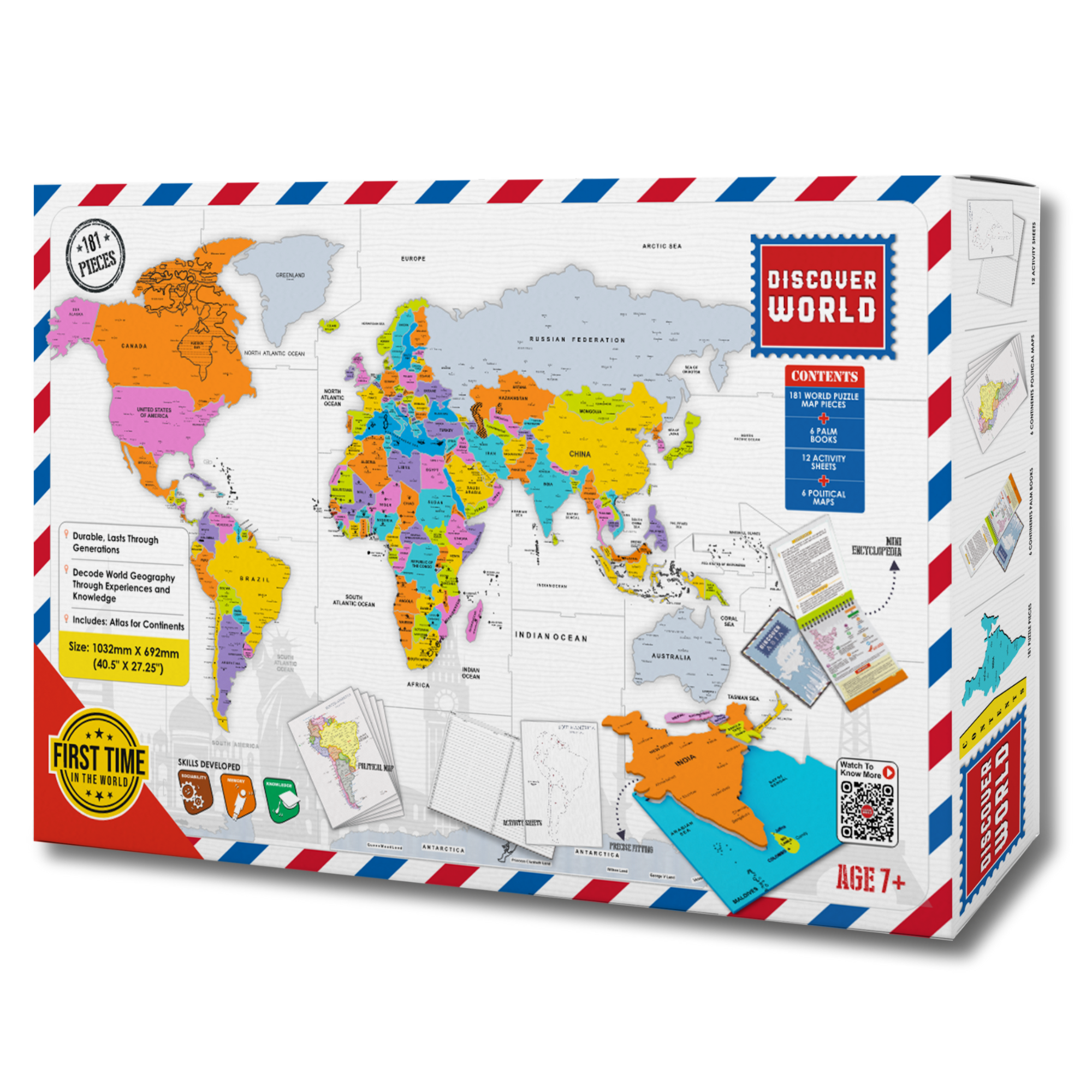 Discover World Map Puzzle - 181-Piece Educational Puzzle for Geography & Fun Facts