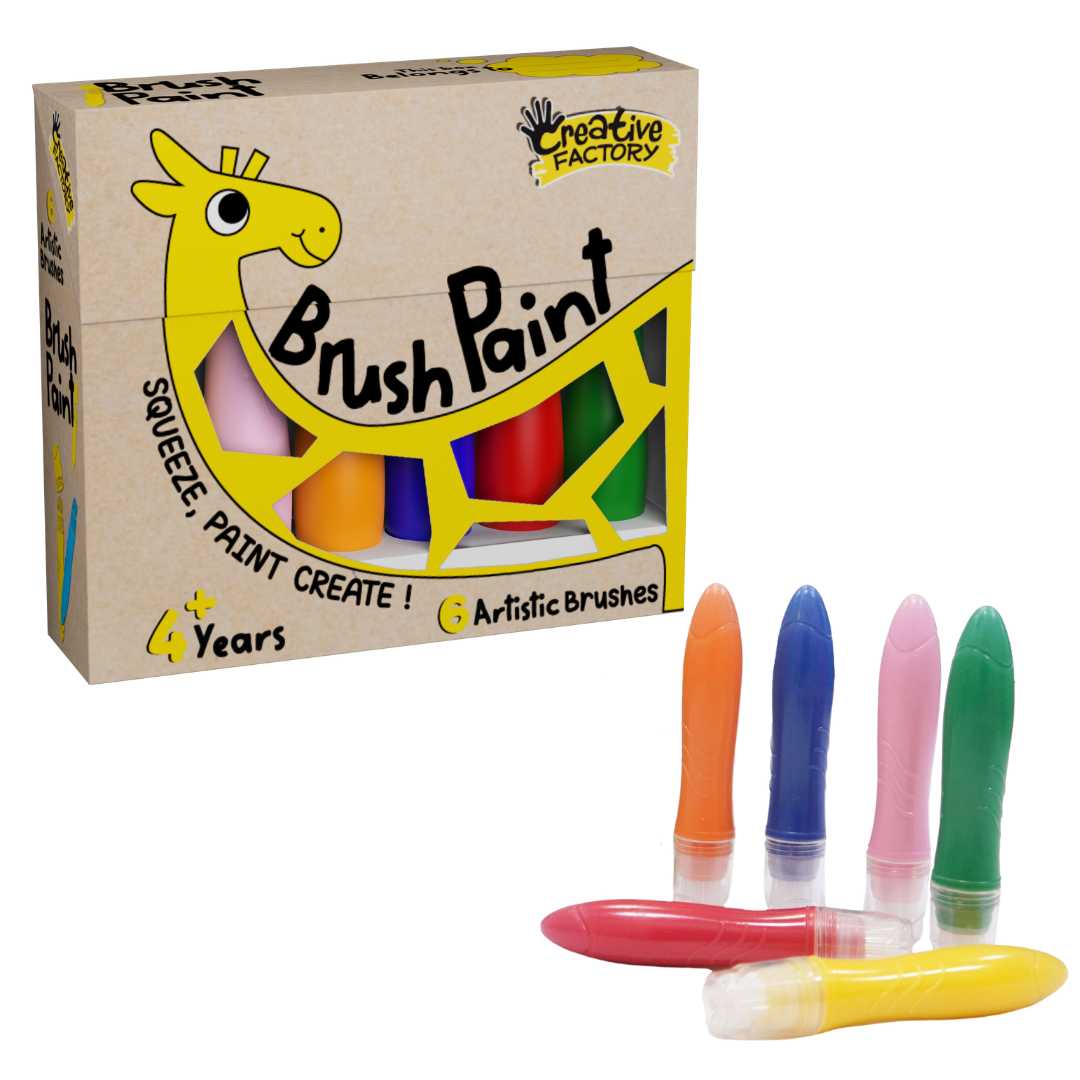Brush Paint 6-Color Mess-Free Squeeze & Paint Art Set for Ages 4+ Years