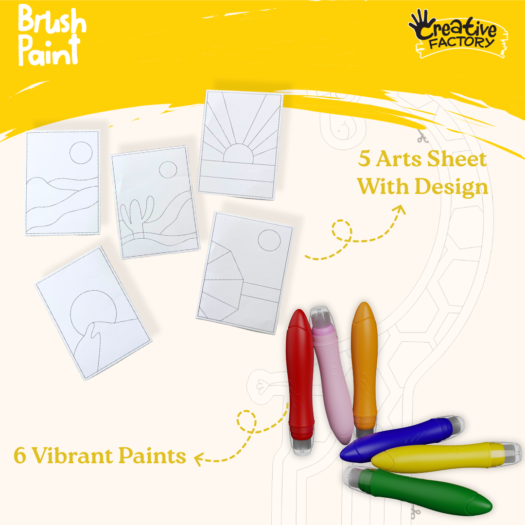 Brush Paint 6-Color Mess-Free Squeeze & Paint Art Set for Ages 4+ Years