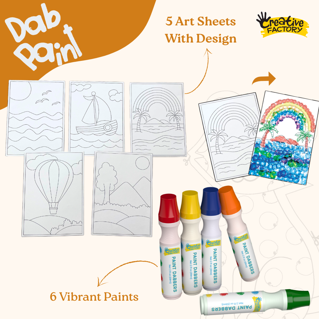 Dab Paint 6-Color Mess-Free Squeeze & Paint Art Set for Ages 4+ Years