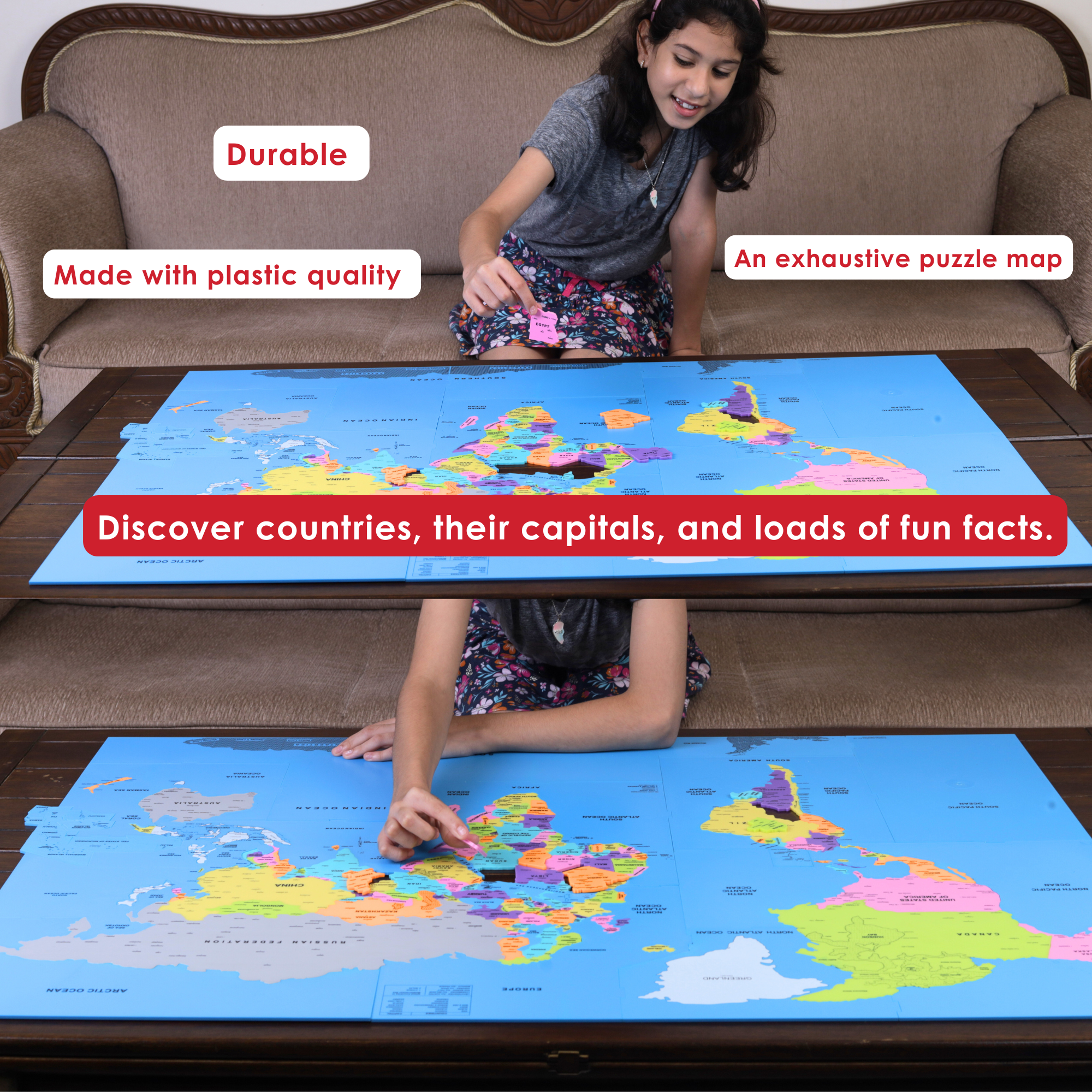 Discover World Map Puzzle - 181-Piece Educational Puzzle for Geography & Fun Facts