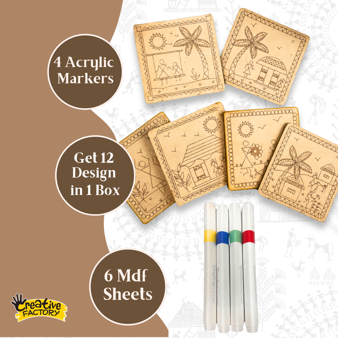 Warli Art Kit 12-in-1 Set with Acrylic Pens for Ages 7+ Years
