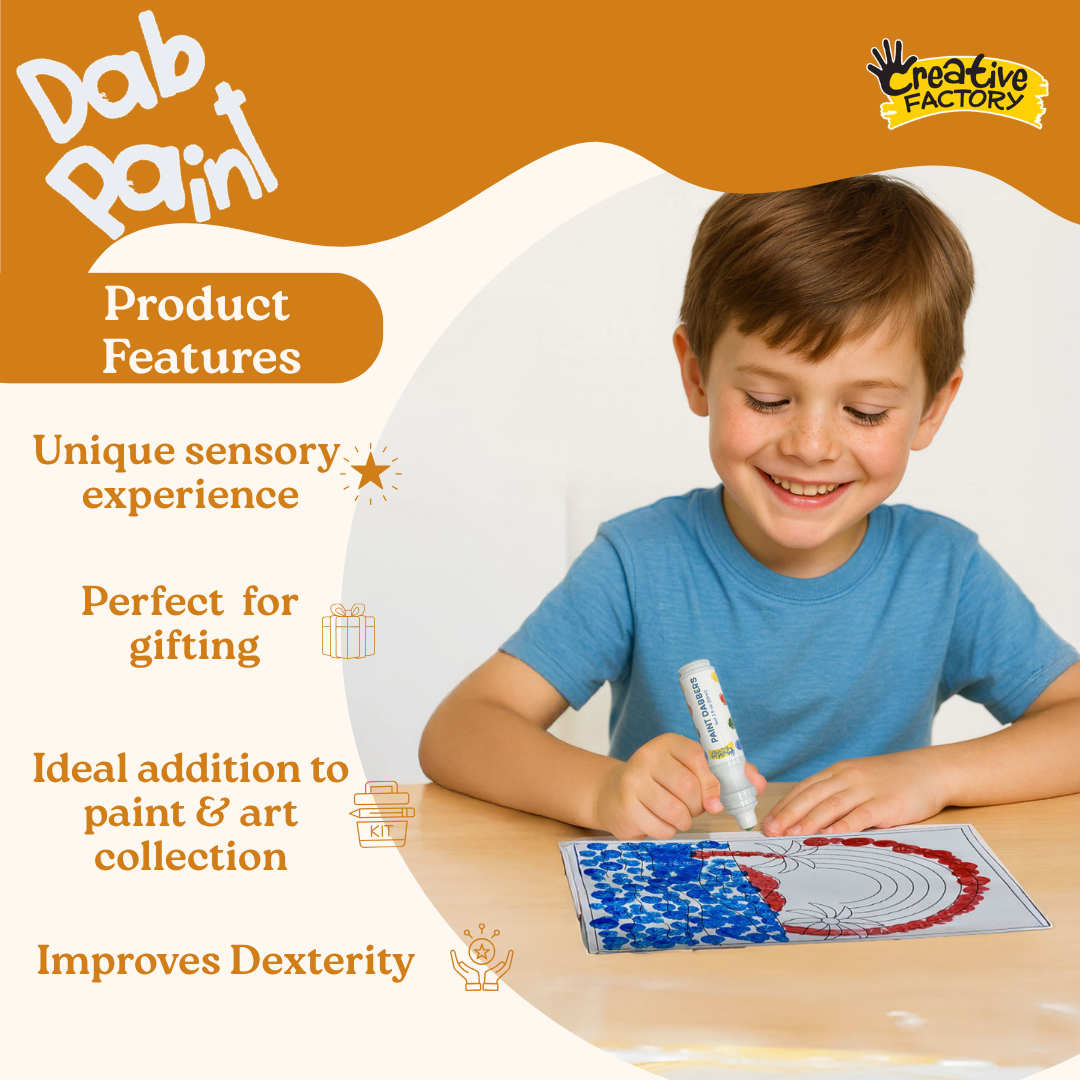 Dab Paint 6-Color Mess-Free Squeeze & Paint Art Set for Ages 4+ Years