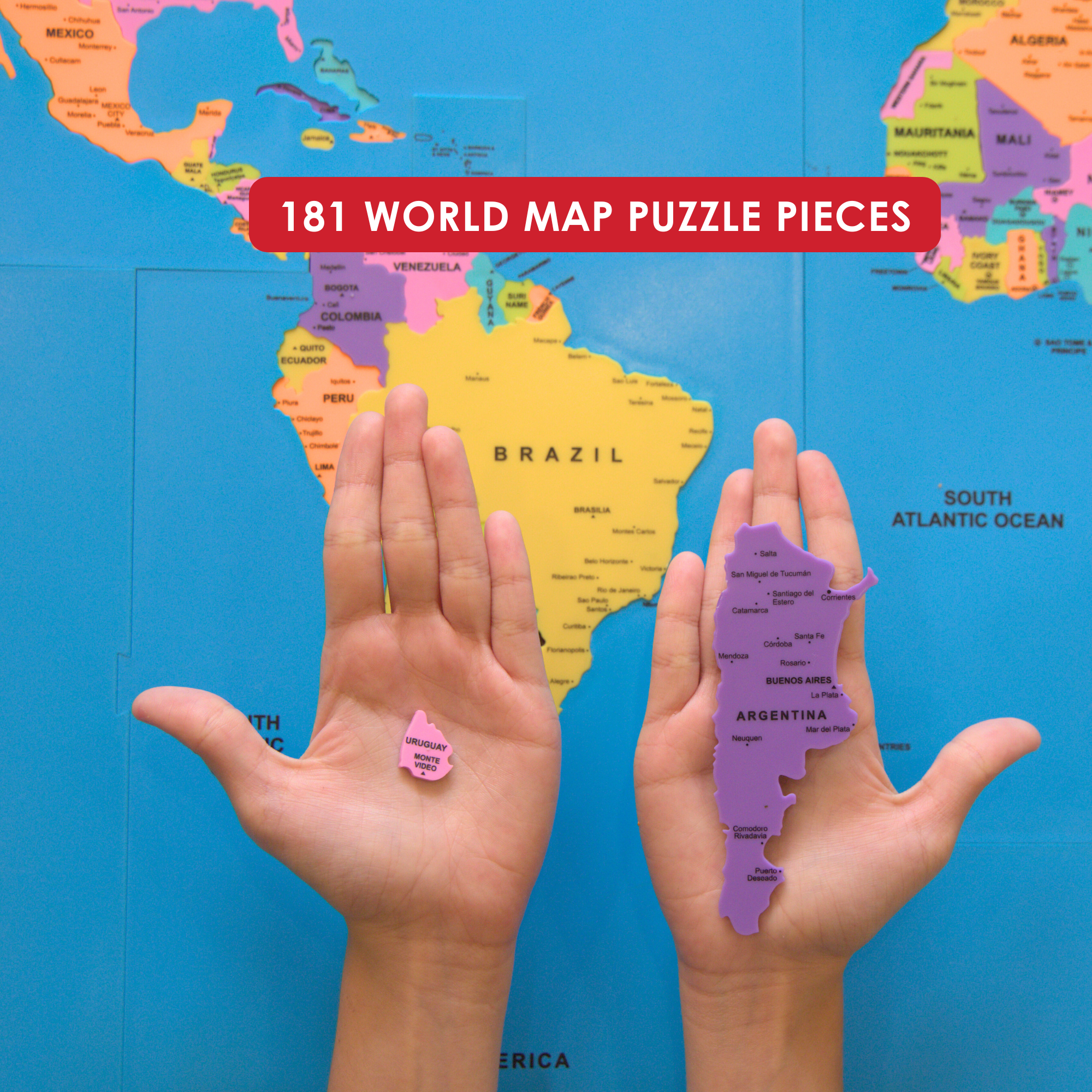 Discover World Map Puzzle - 181-Piece Educational Puzzle for Geography & Fun Facts