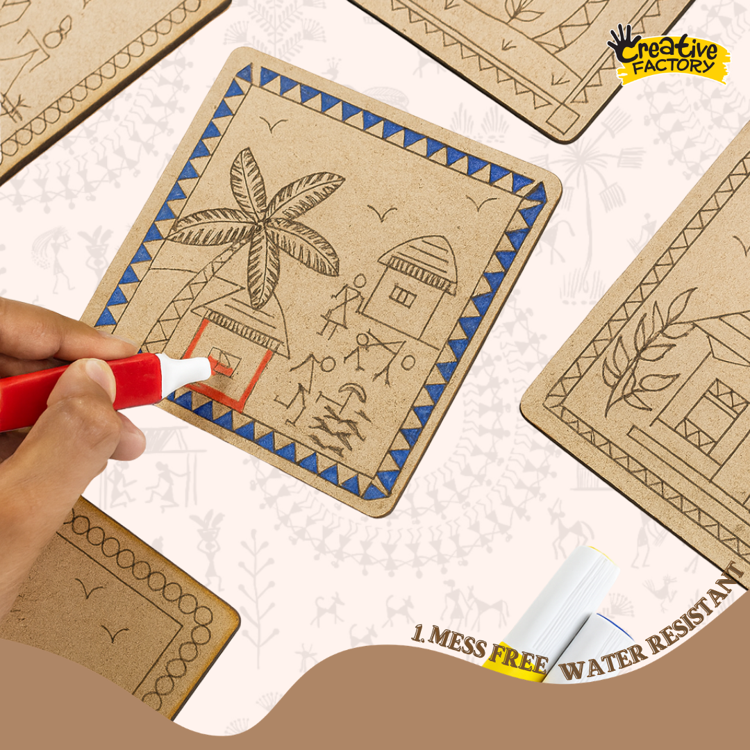 Warli Art Kit 12-in-1 Set with Acrylic Pens for Ages 7+ Years
