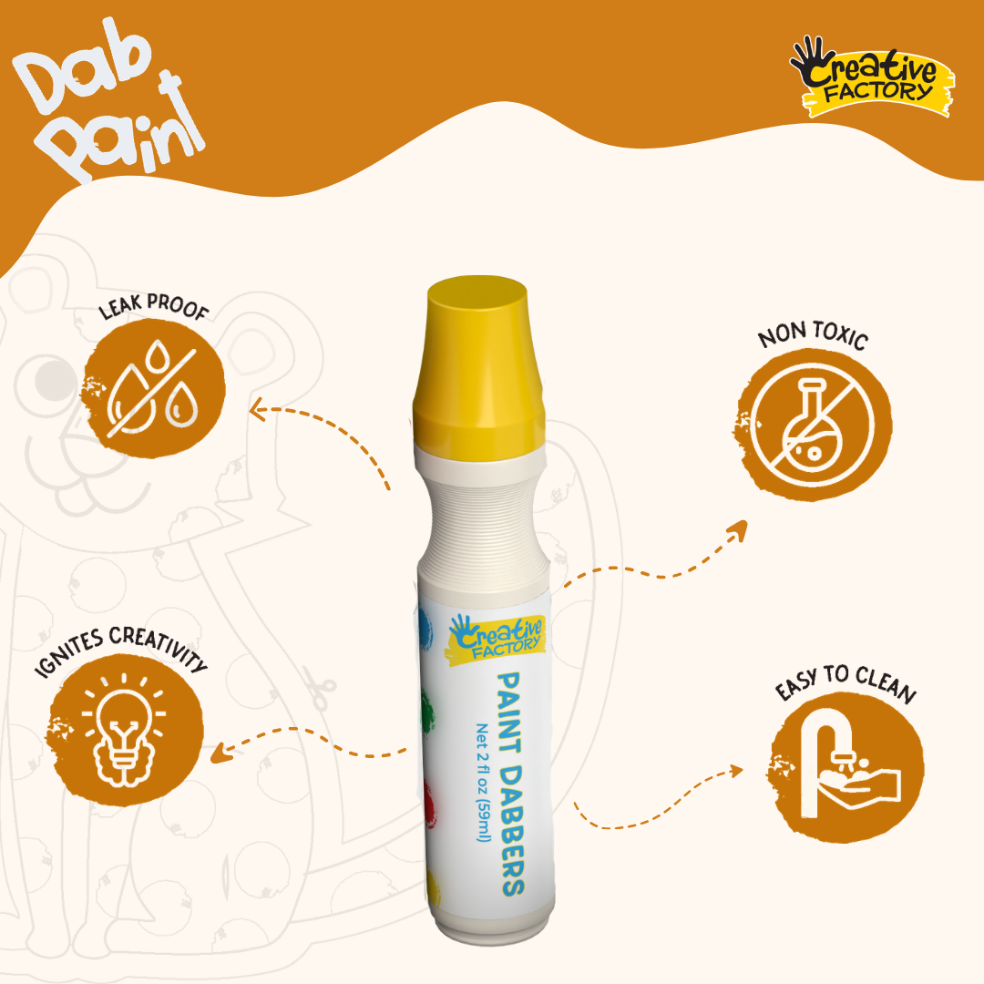 Dab Paint 6-Color Mess-Free Squeeze & Paint Art Set for Ages 4+ Years
