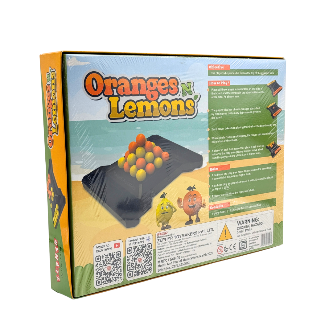 Oranges and Lemons 2 Player Strategy Board Game 8+ Years