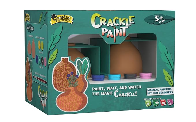 Crackle Paint Pot Painting Kit with Textured Finish for Ages 5+ Years