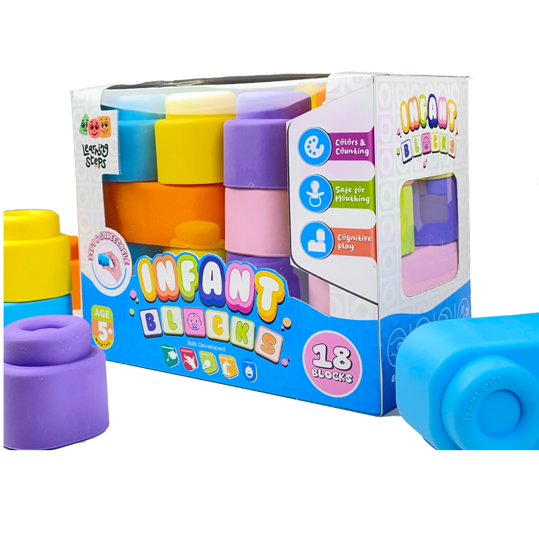 Infant Blocks set 2 [ 18 blocks ]  - Soft, Safe, and Colorful Fun for Little Hands