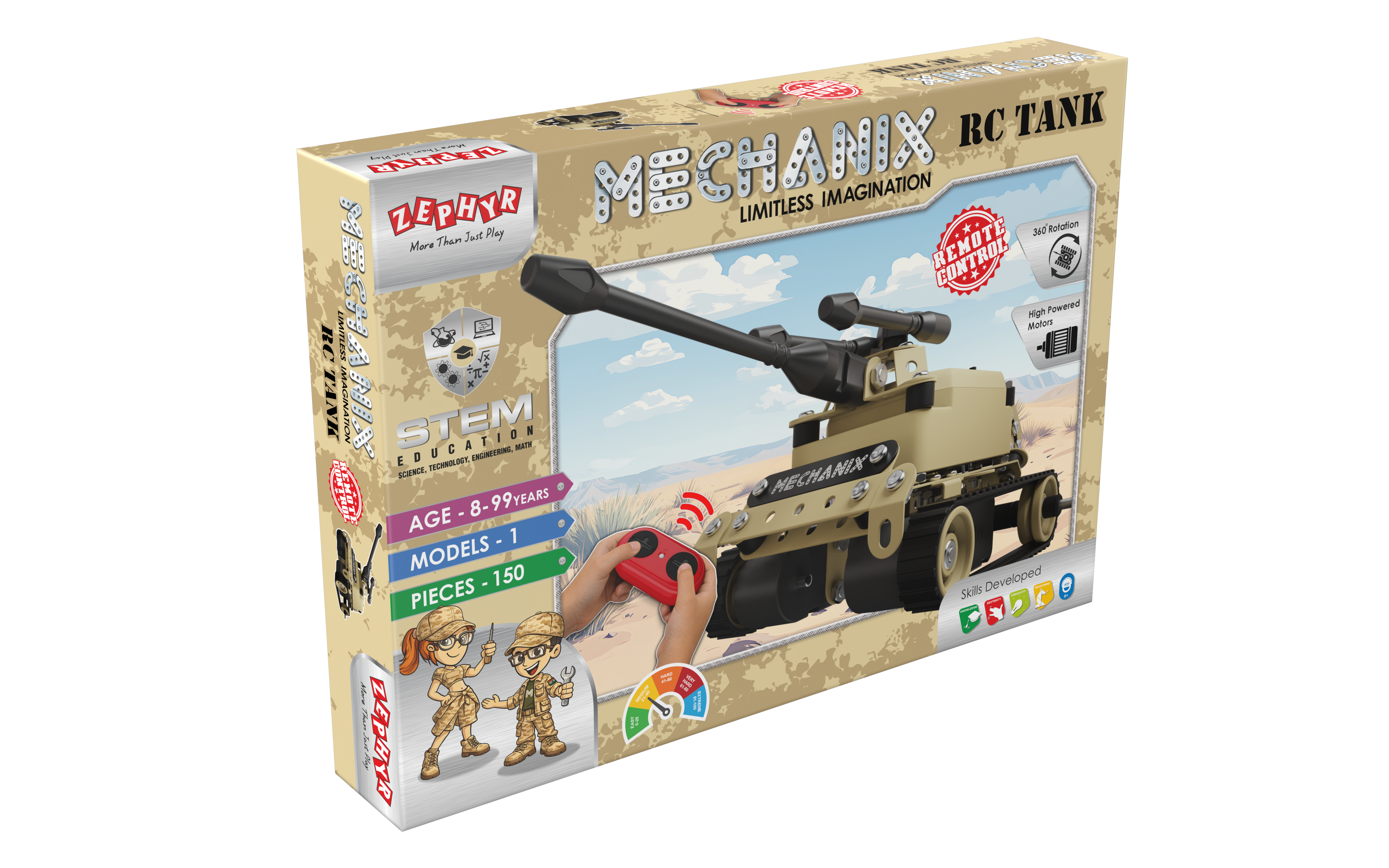 Mechanix RC Tank Dessert Build & Drive Construction Kit for Kids Ages 8+ Years