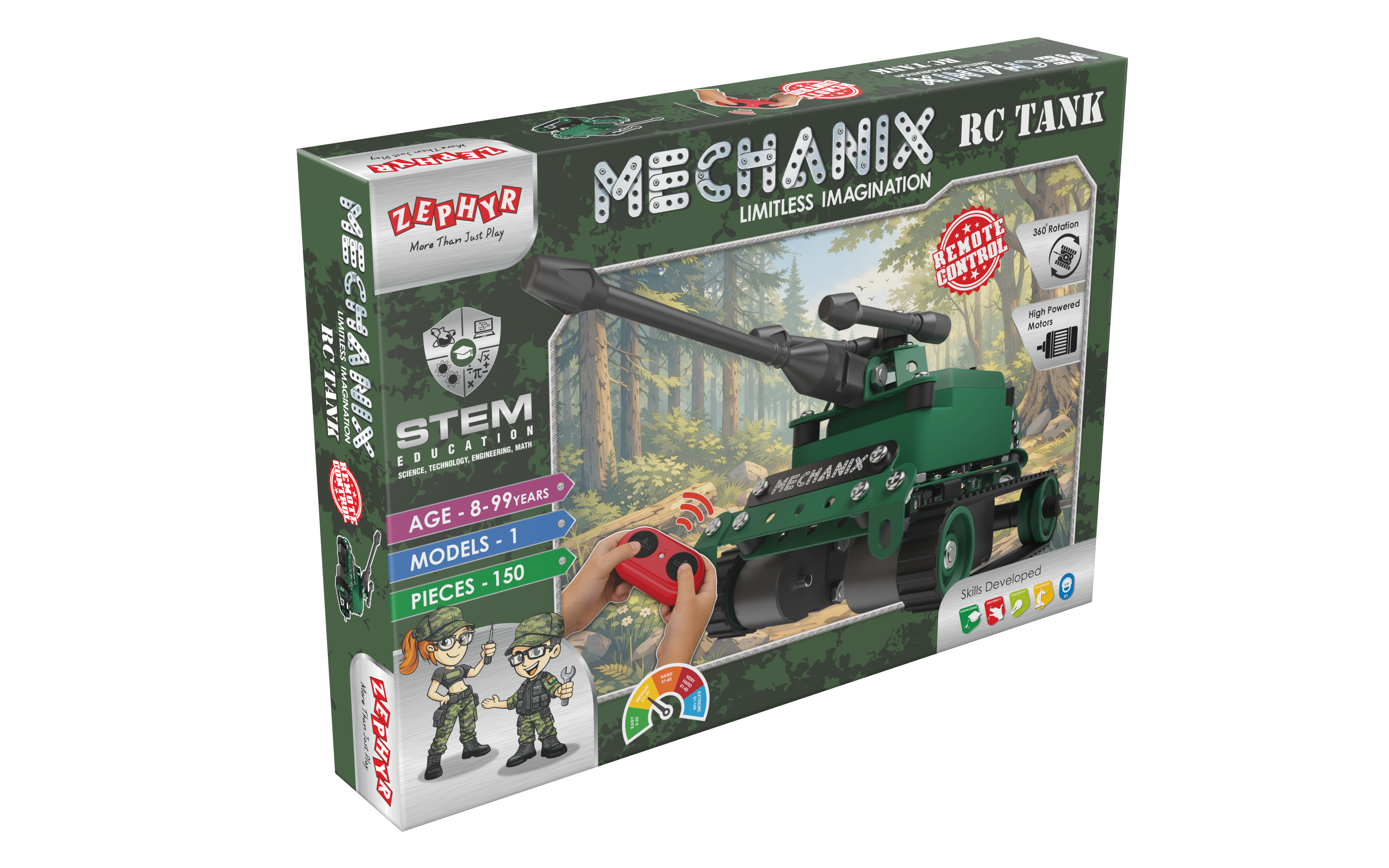 Mechanix Remote Control Forest Tank Build & Drive Construction Kit for Kids Ages 8+ Years