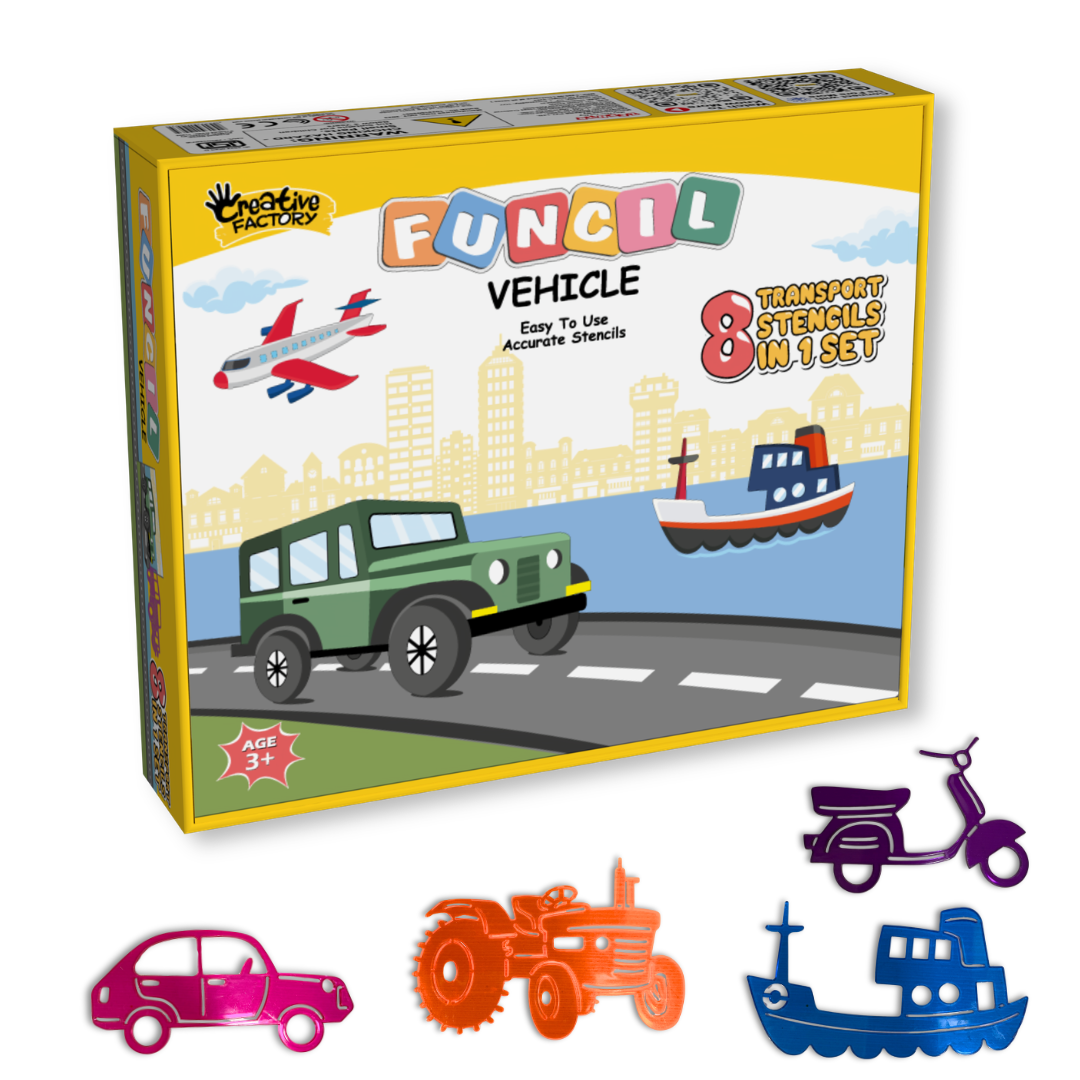 Funcils Transport Stencil Art Set with Crayons 3+ Years