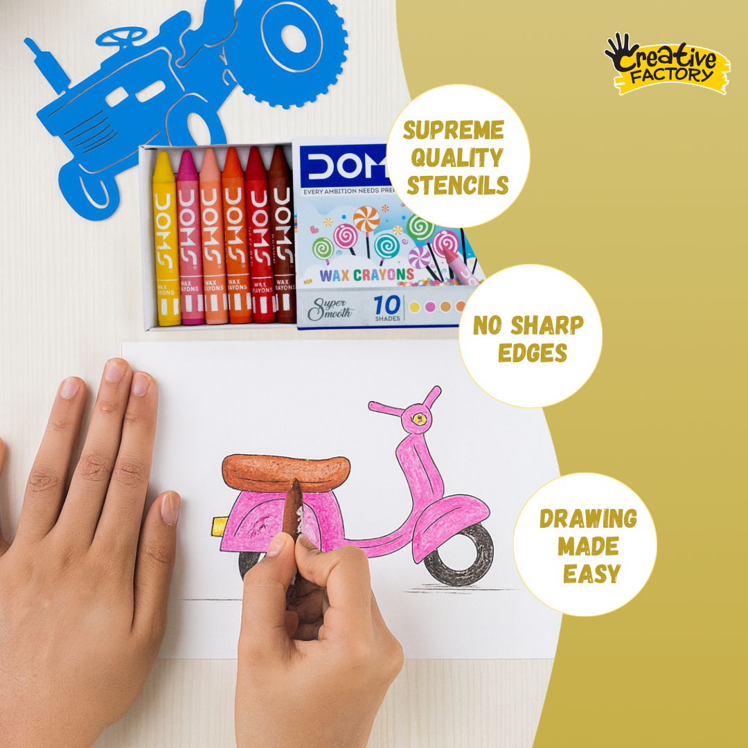 Funcils Transport Stencil Art Set with Crayons 3+ Years