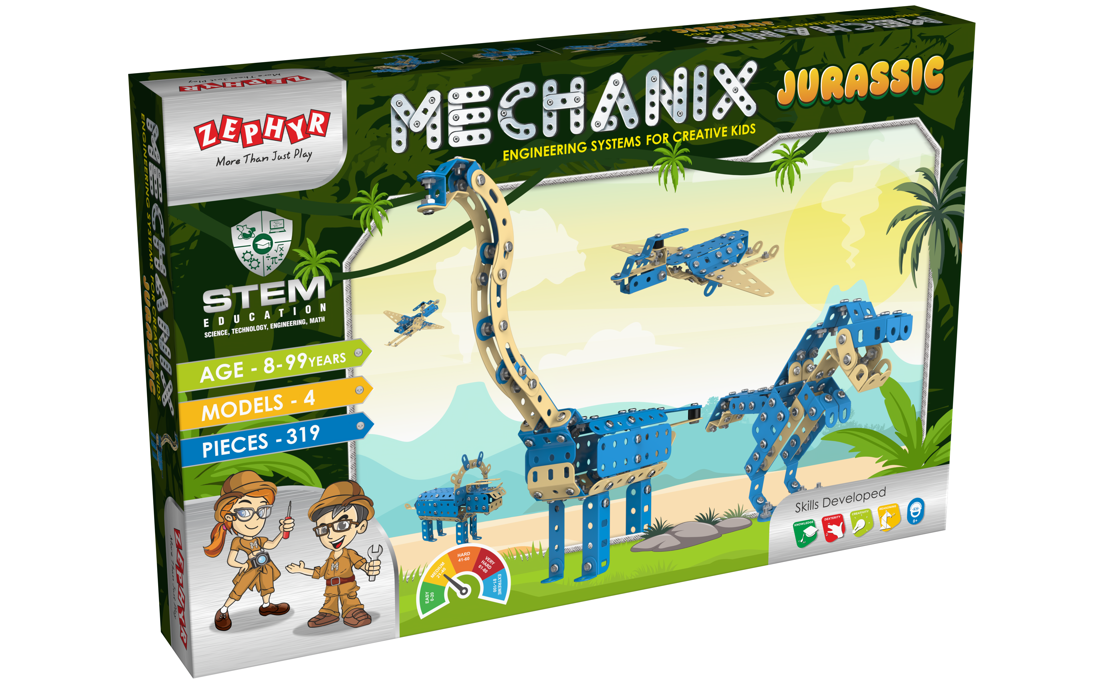 Mechanix Jurassic 4-in-1 Advanced Metal Construction Set for Ages 8+ Years