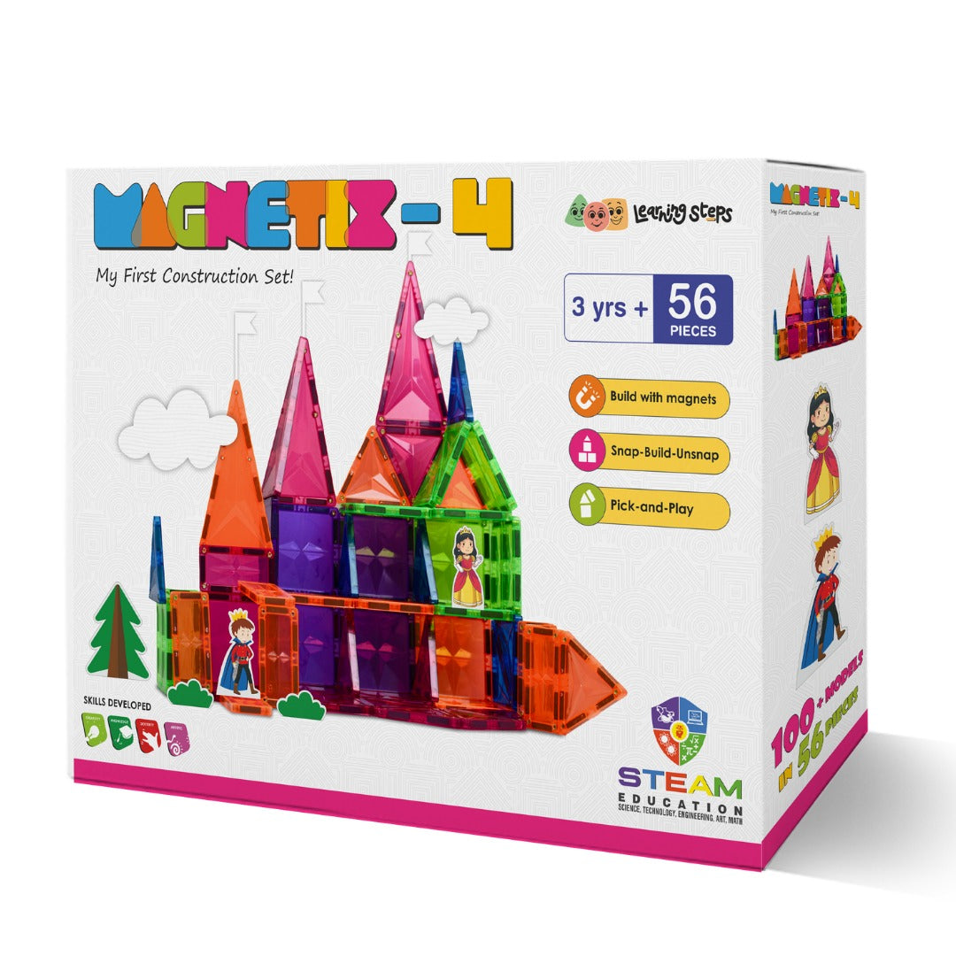 Magnetix 4 Magnetic Tiles Construction Set for Kids 8+ Years