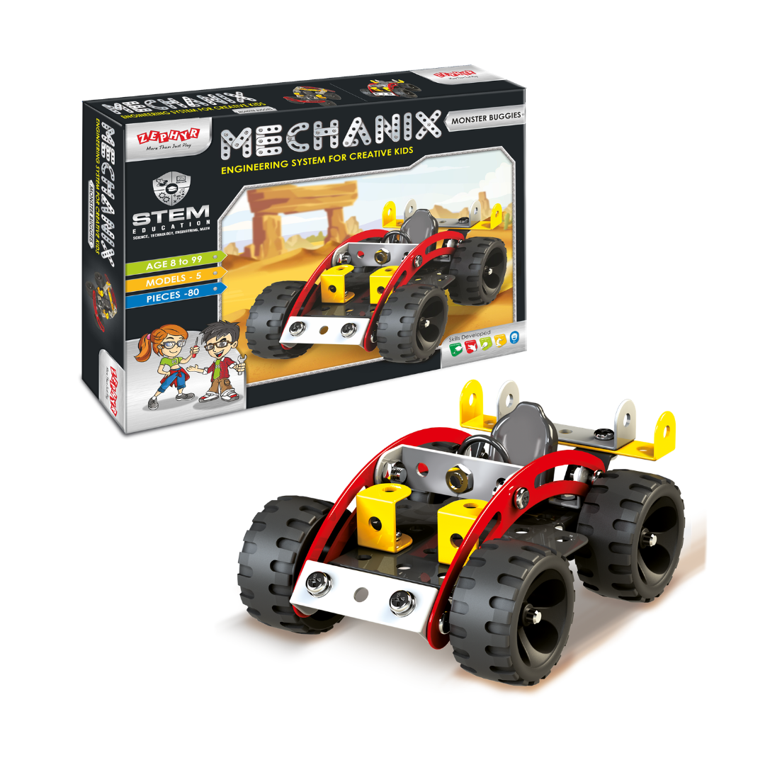 Mechanix Monster Buggies Vehicle Edition – 5-in-1 Metal Construction Set for Ages 7+ Years