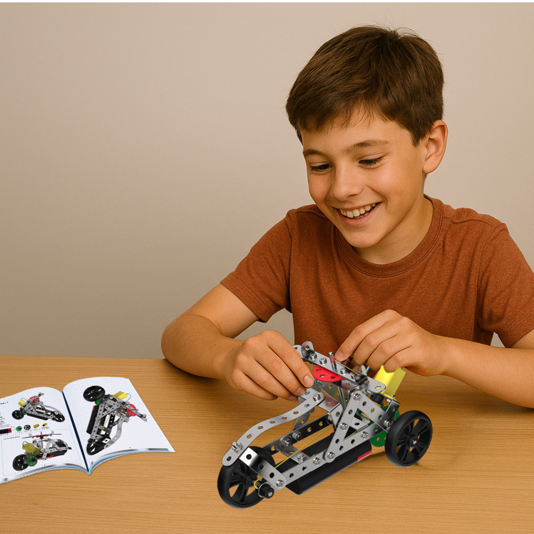 Mechanix Steel Robotix - 8-in-1 DIY Motorized STEM Steel Construction Set Ages 8+ Years