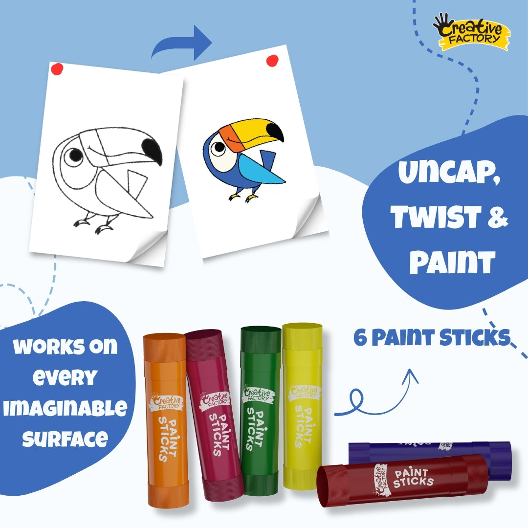 Tempera Paint Sticks Mess-Free Twist & Paint Colors for Ages 4+ Years