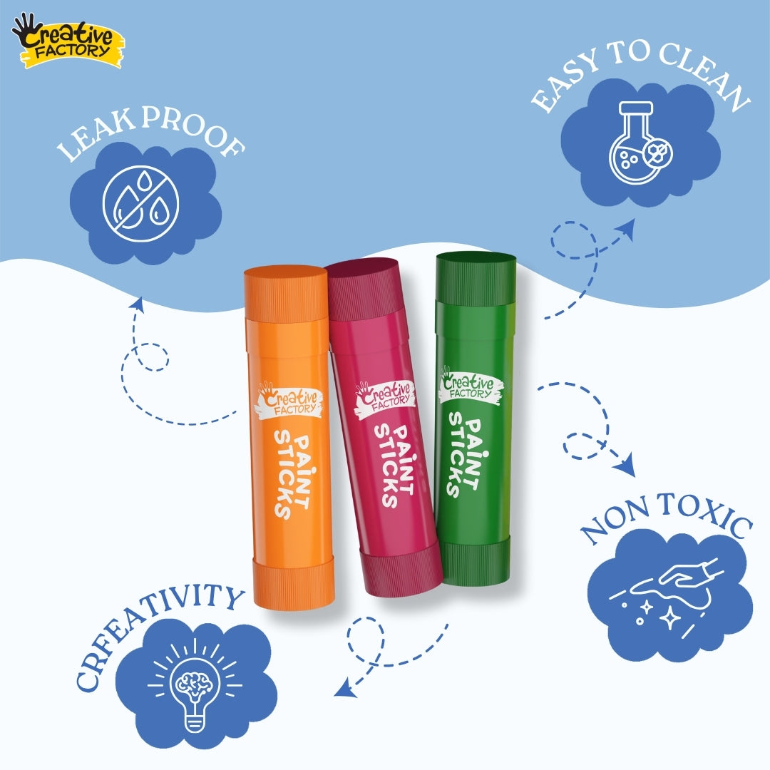 Tempera Paint Sticks Mess-Free Twist & Paint Colors for Ages 4+ Years
