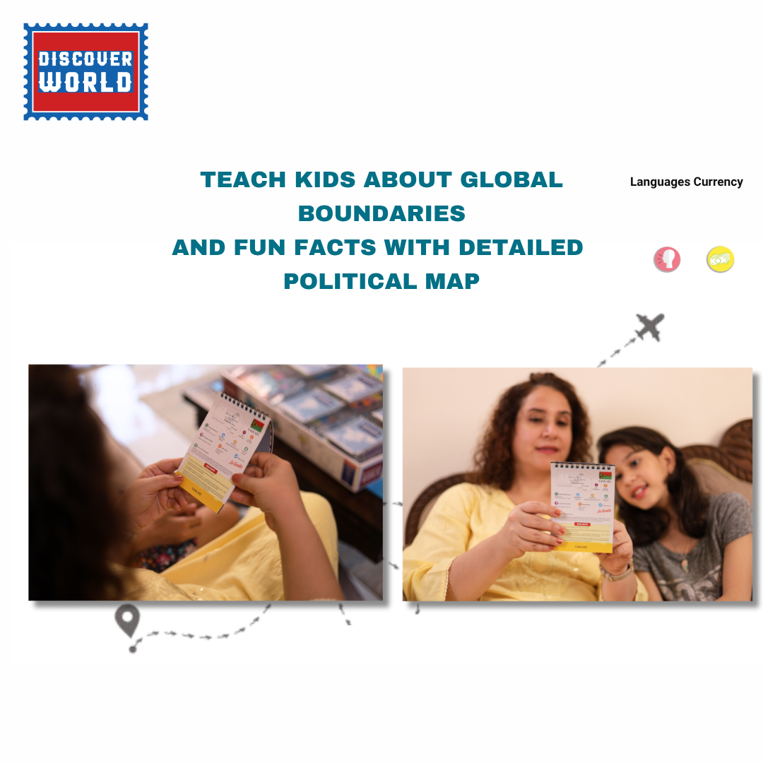Discover World Premium Plastic Map Puzzle and Trivia Memory Game for 7+ Years