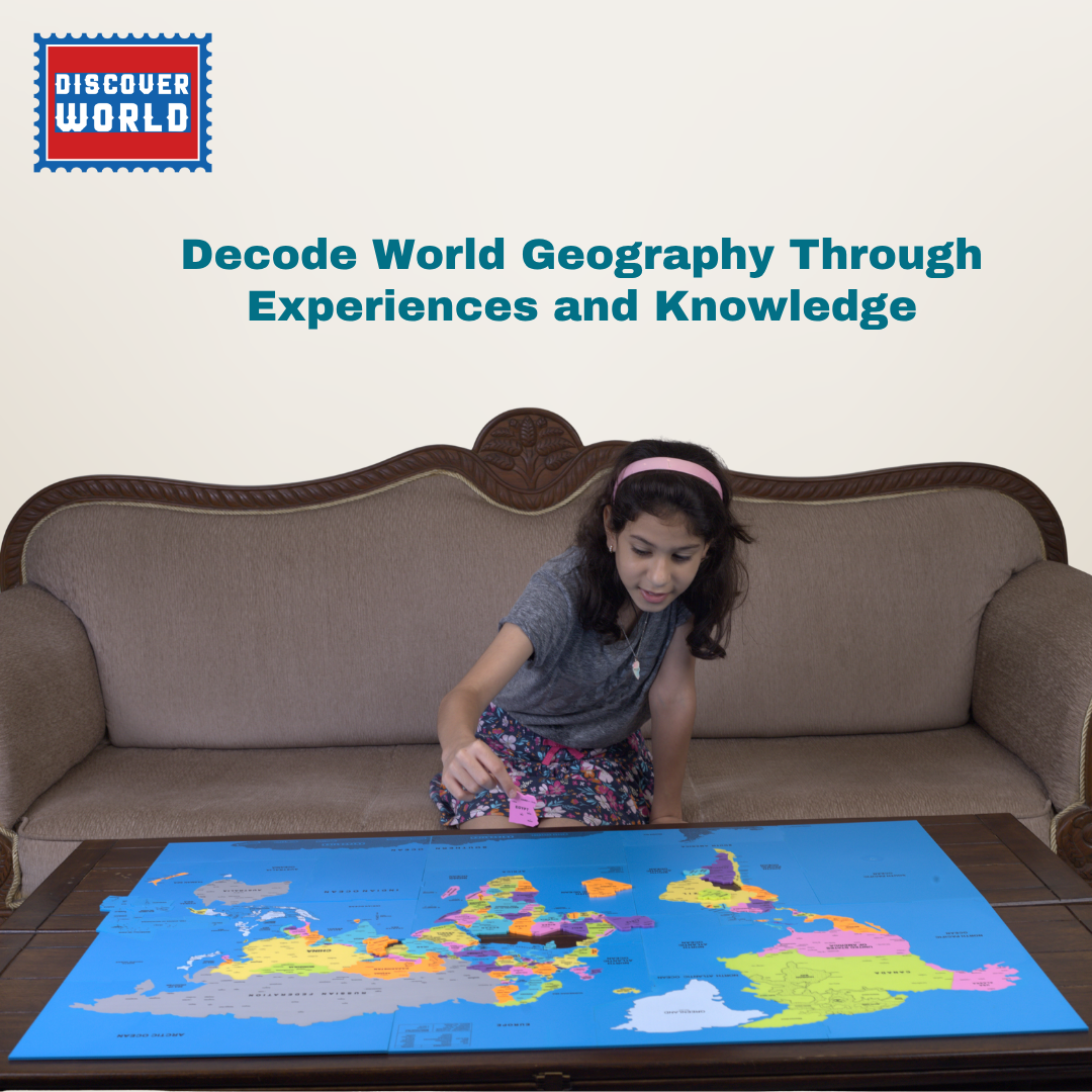 Discover World Premium Plastic Map Puzzle and Trivia Memory Game for 7+ Years
