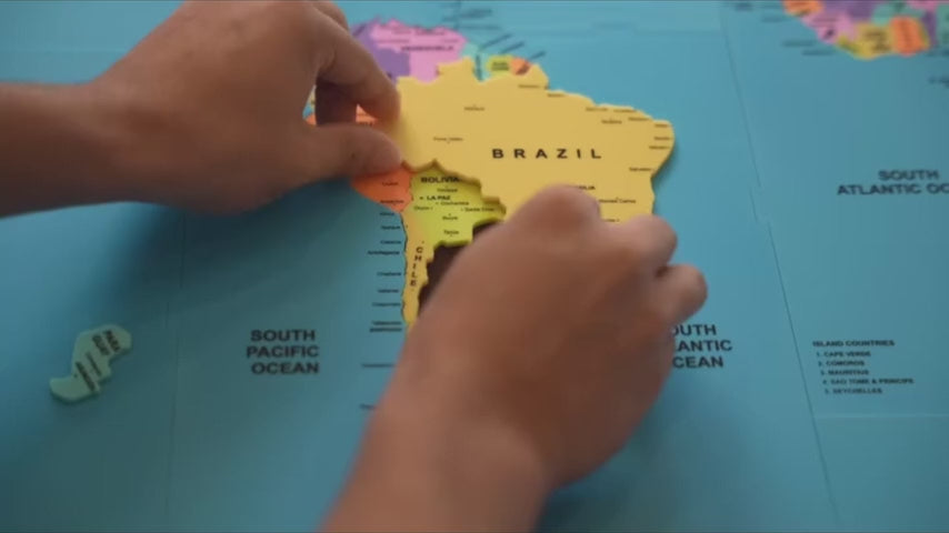 Discover World Premium Plastic Map Puzzle and Trivia Memory Game for 7+ Years
